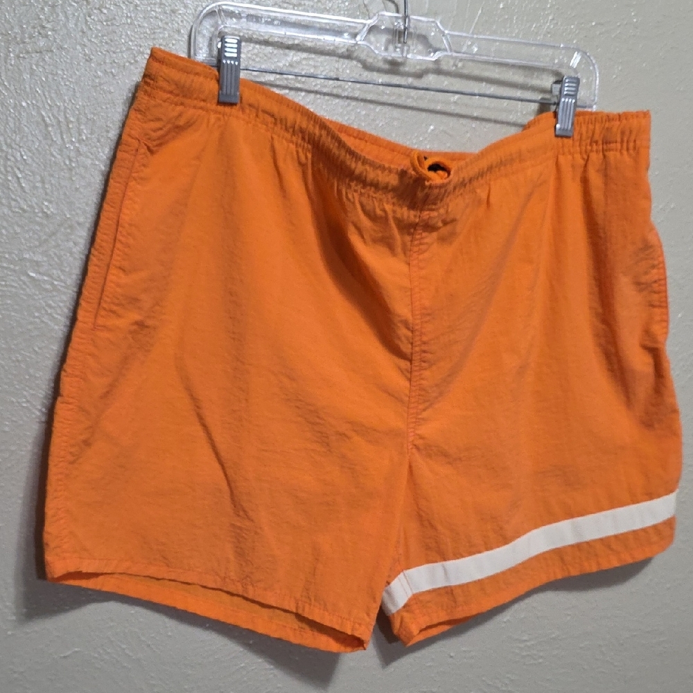 USA Olimpics‎  Orange Swim Shorts with White Stripe men's Size Large Nylon